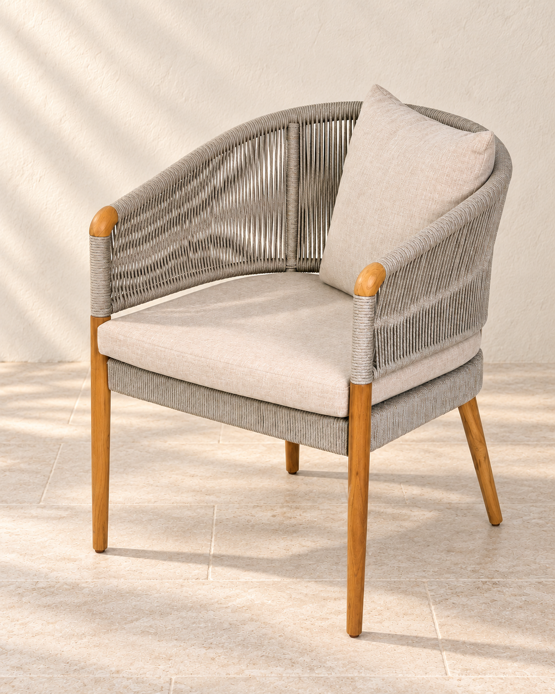 Borkum Gartenstuhl beige Teak Rope