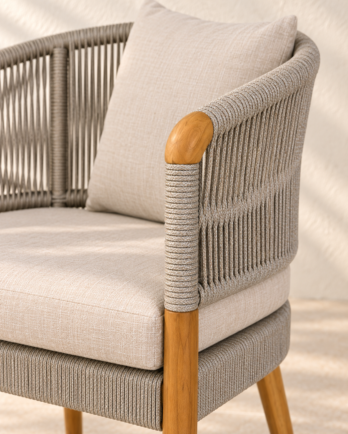 Borkum Gartenstuhl beige Teak Rope