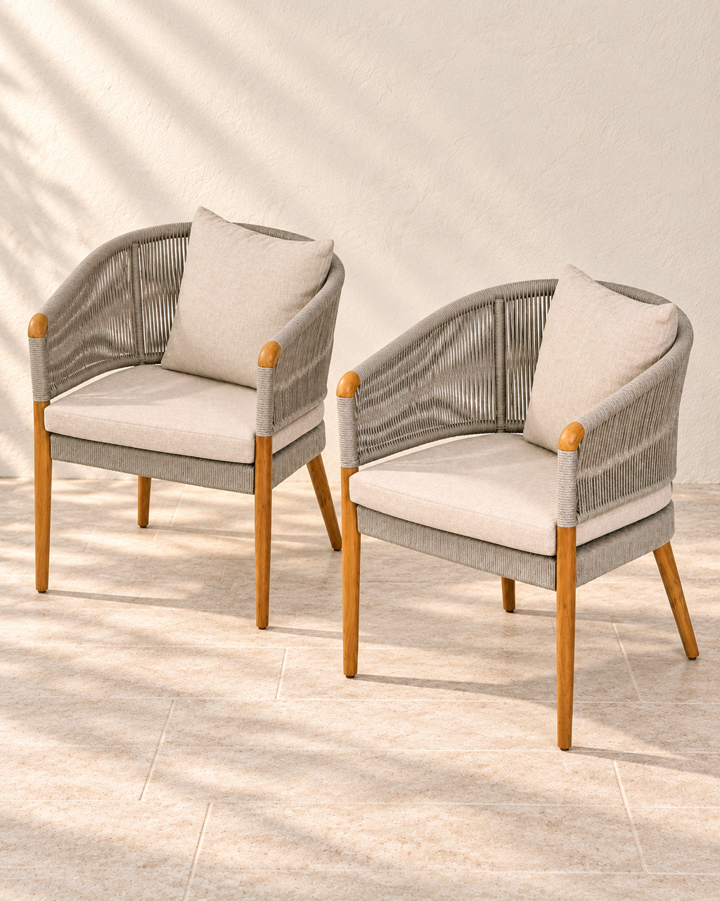 Borkum Gartenstuhl beige Teak Rope