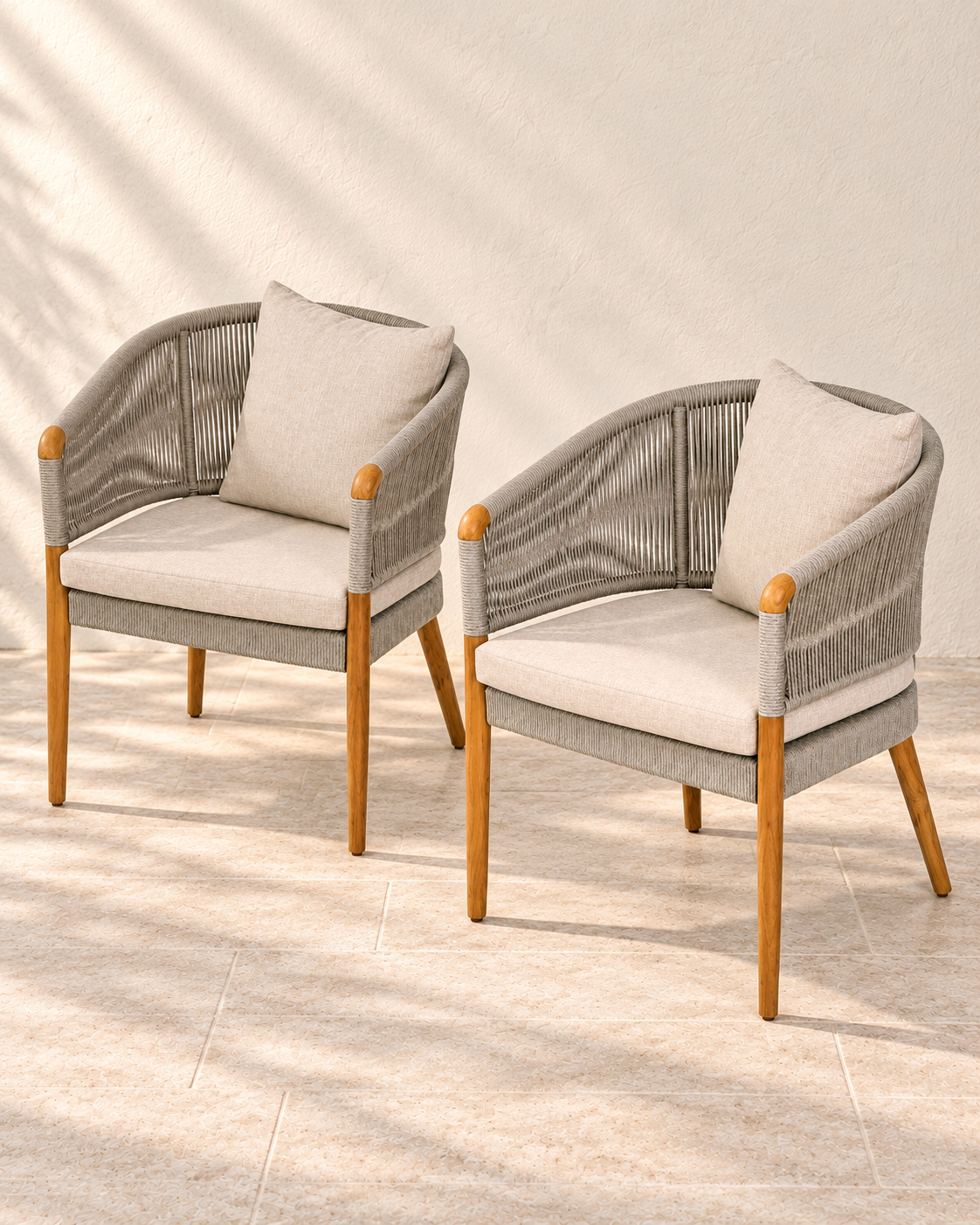 Borkum Gartenstuhl beige Teak Rope