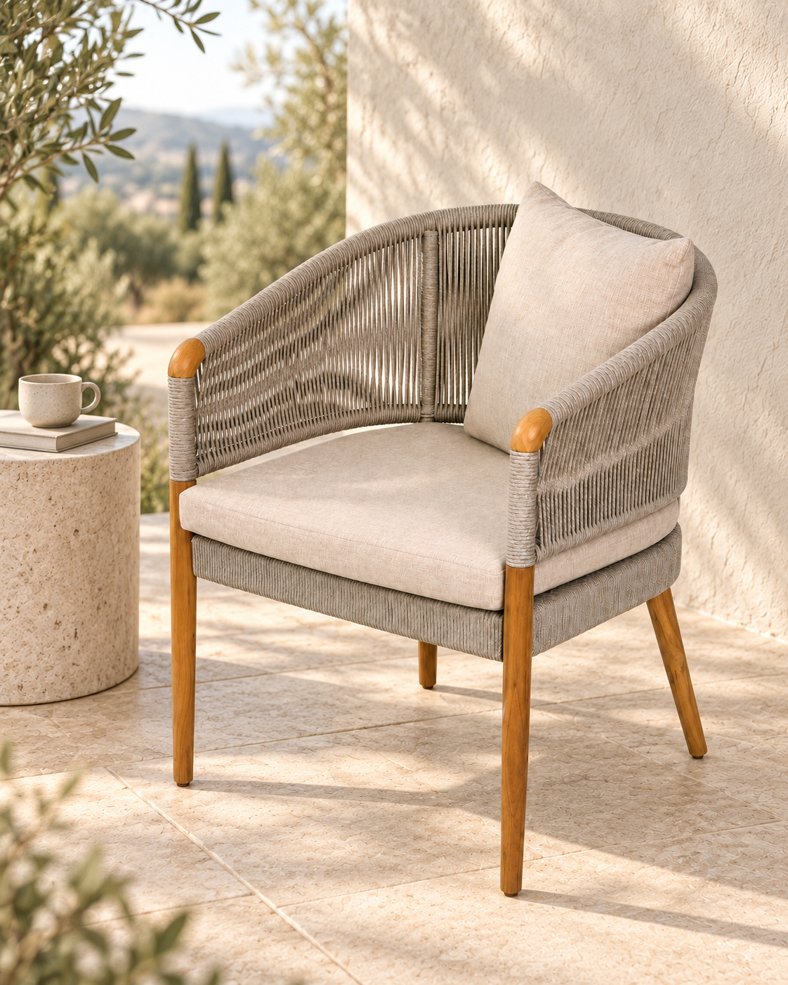 Borkum Gartenstuhl beige Teak Rope