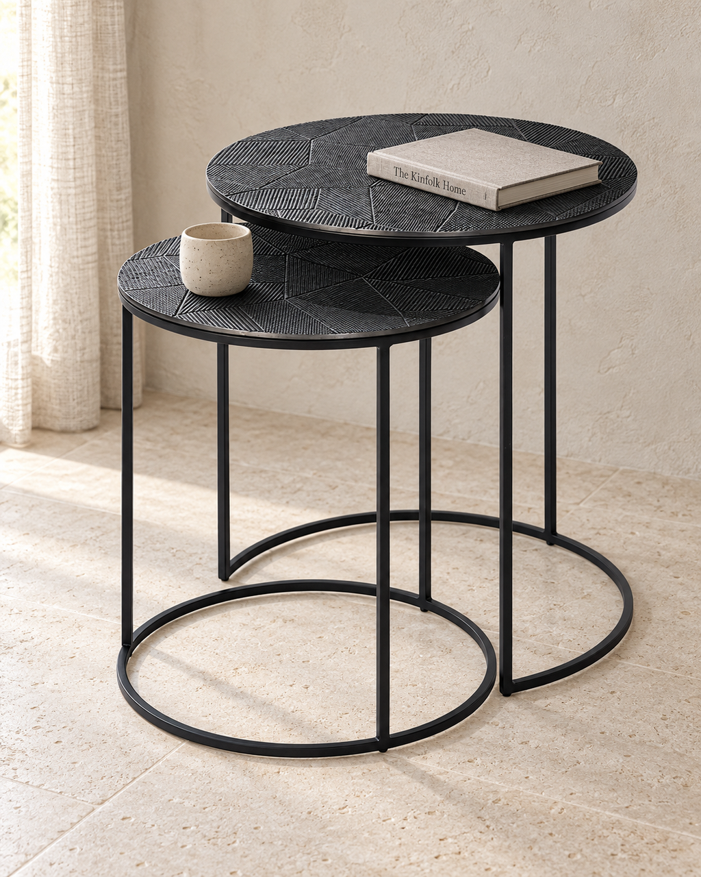 Natsu Beistelltisch 2er-Set Metall anthrazit