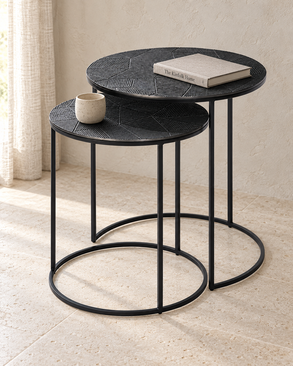 Natsu Beistelltisch 2er-Set Metall anthrazit