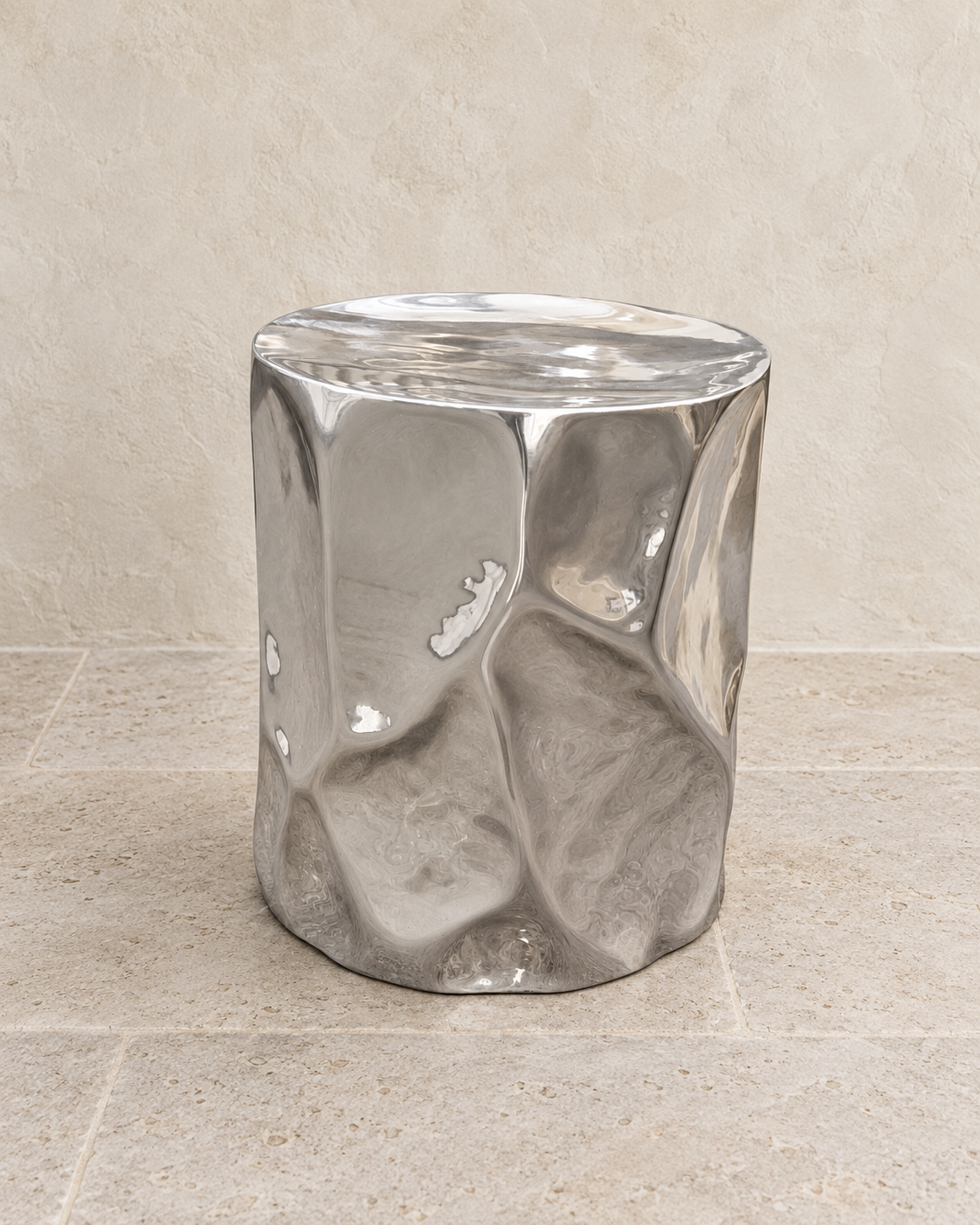 Yuri Beistelltisch Alu, vernickelt, H 48,5 D 39cm