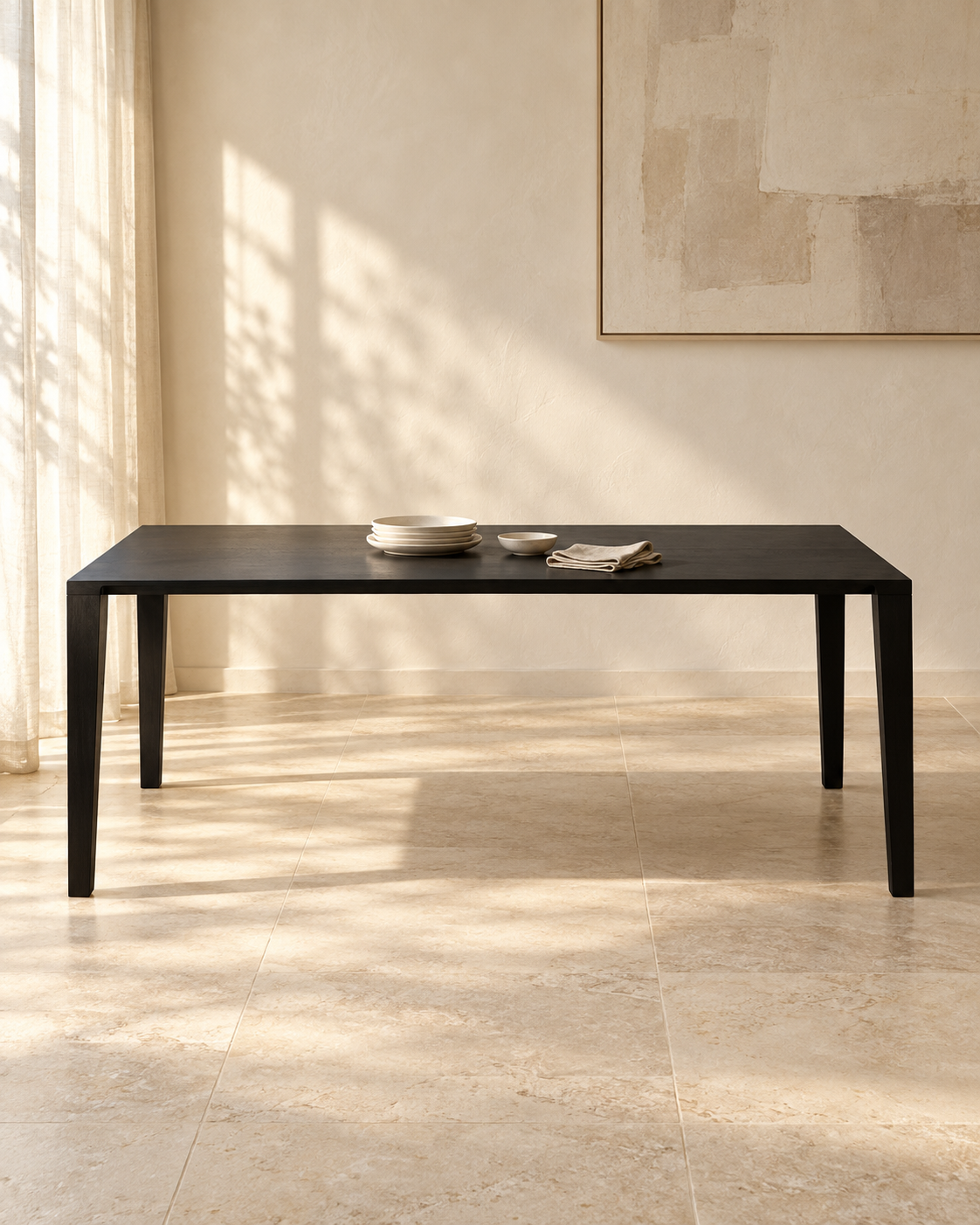 Aracol Tisch 100x240 cm Eiche Massiv schwarz