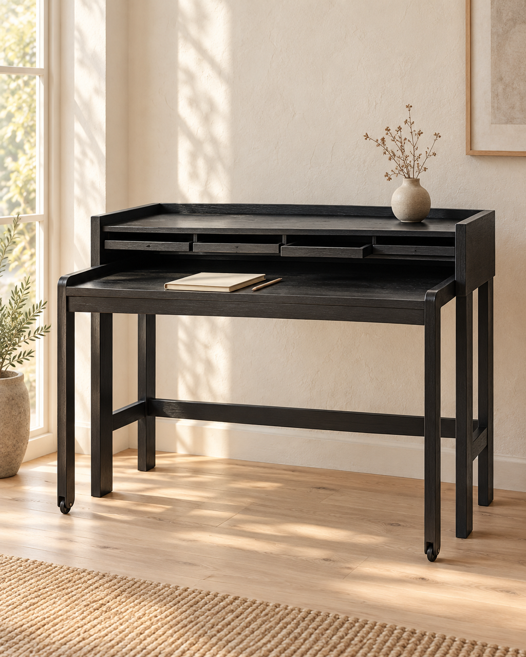 Modesto Sekretär Holz Eiche schwarz