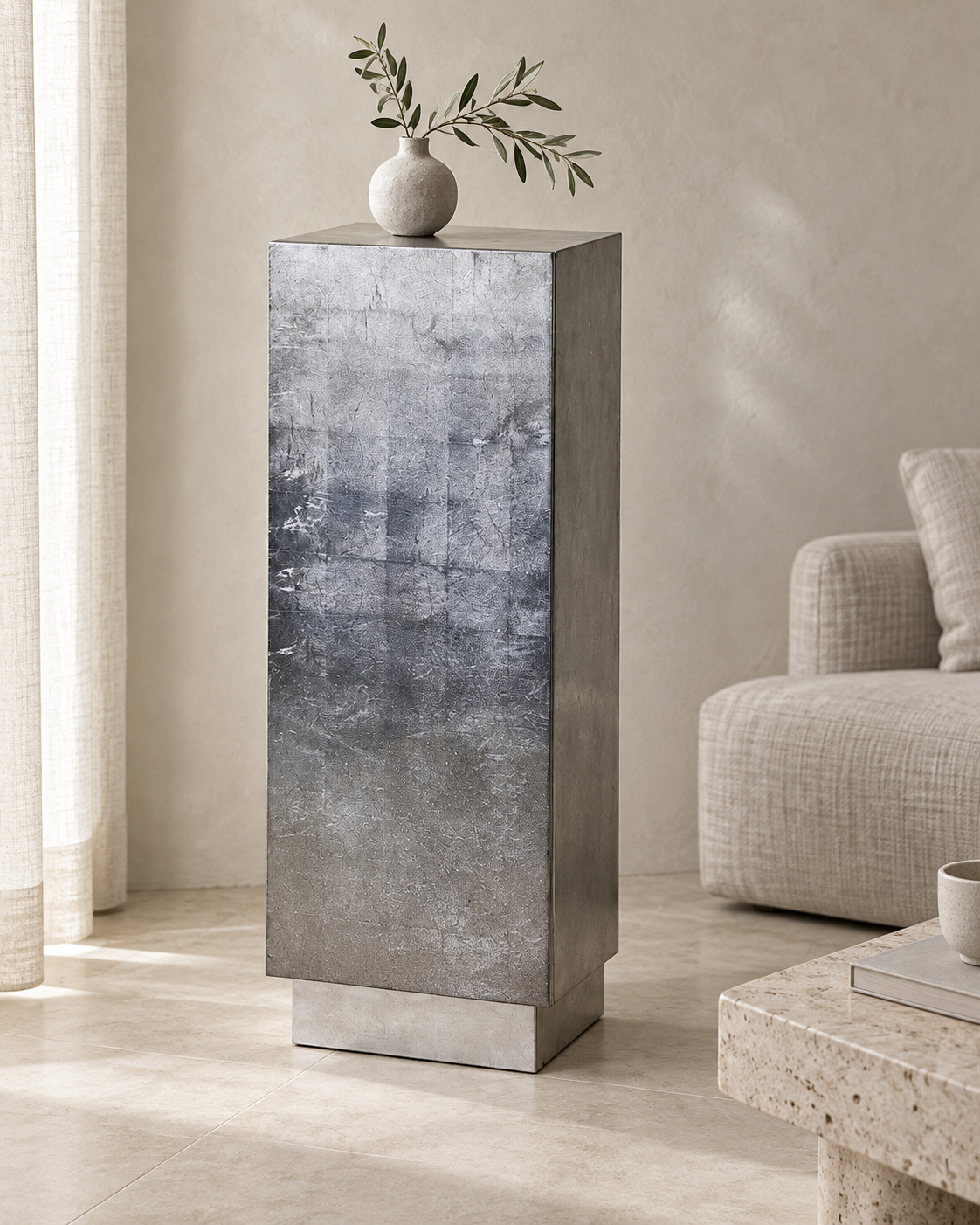 Cubo Säulenschrank silber