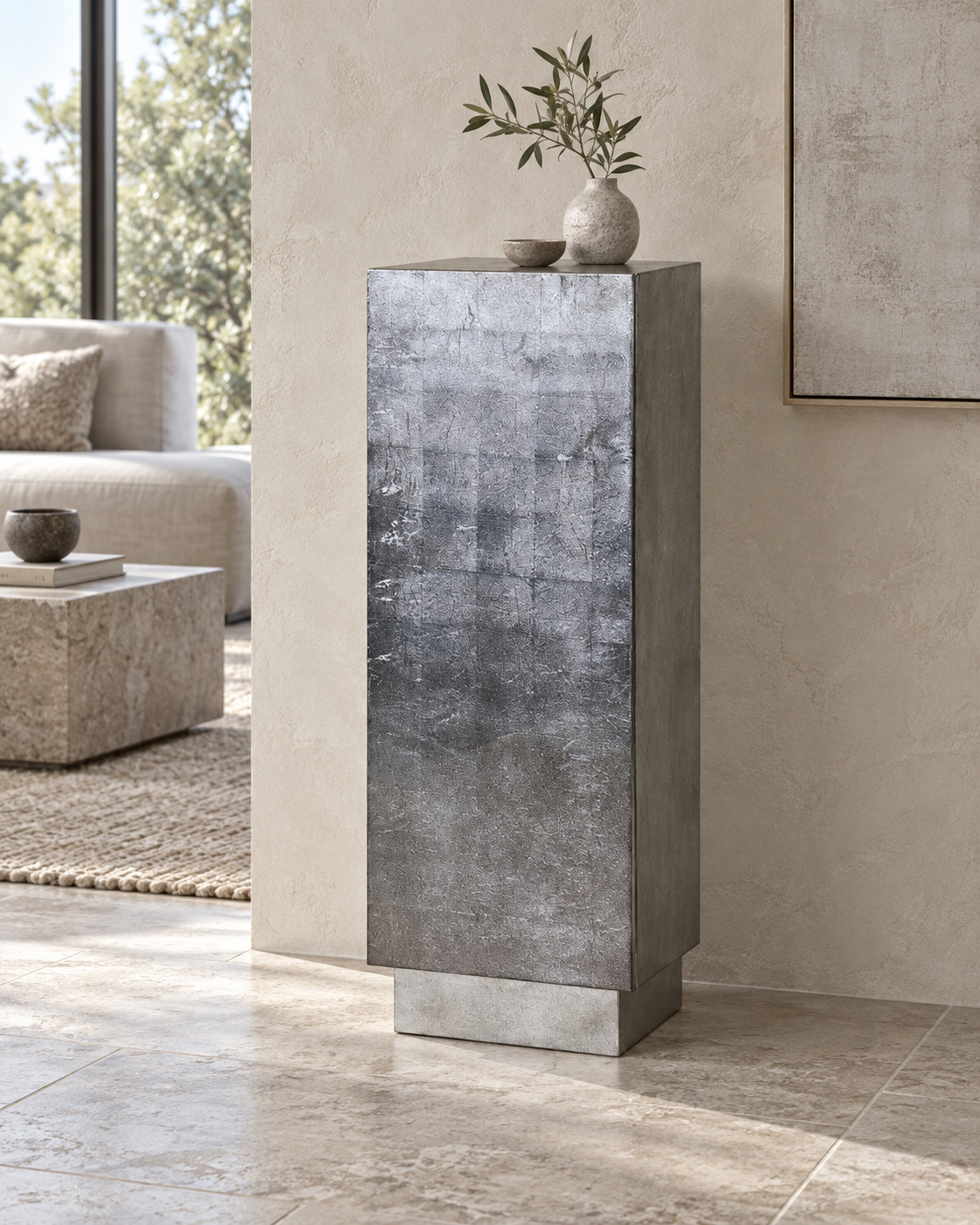 Cubo Säulenschrank silber