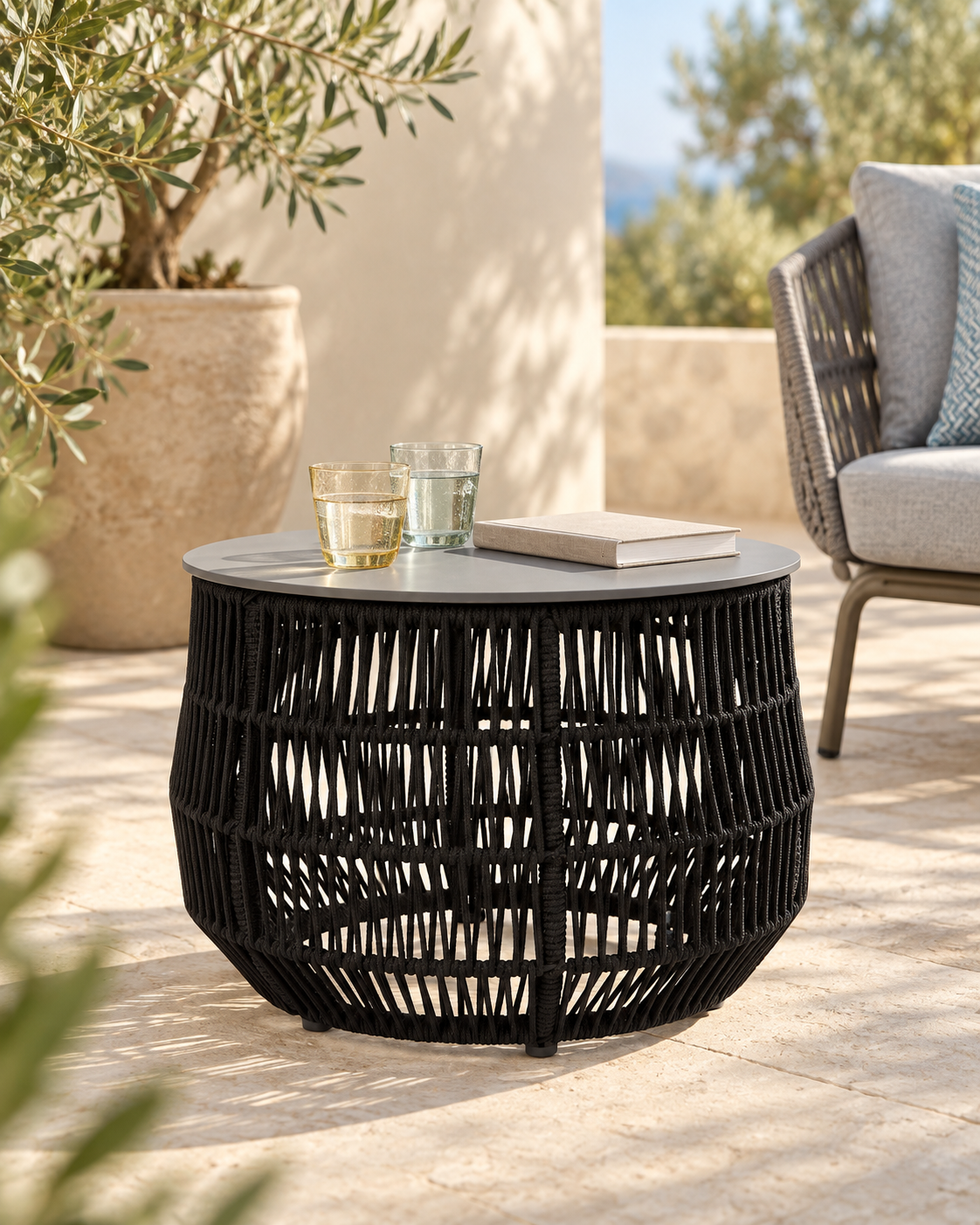 Diano Beistelltisch schwarz, D 52 cm, H 38 cm