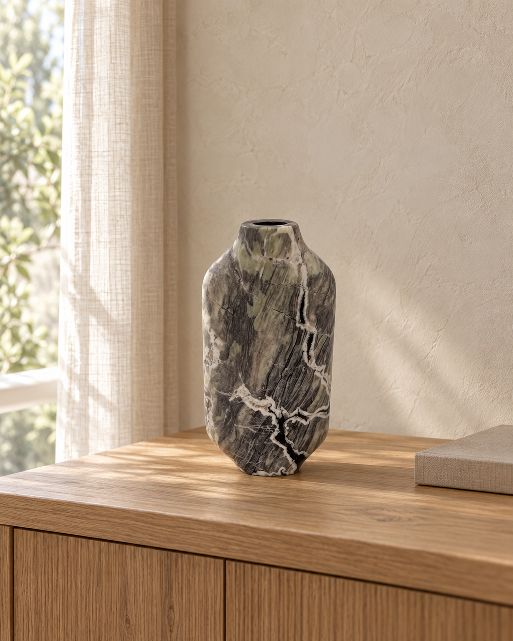 Aravalli Vase groß Marmor grau