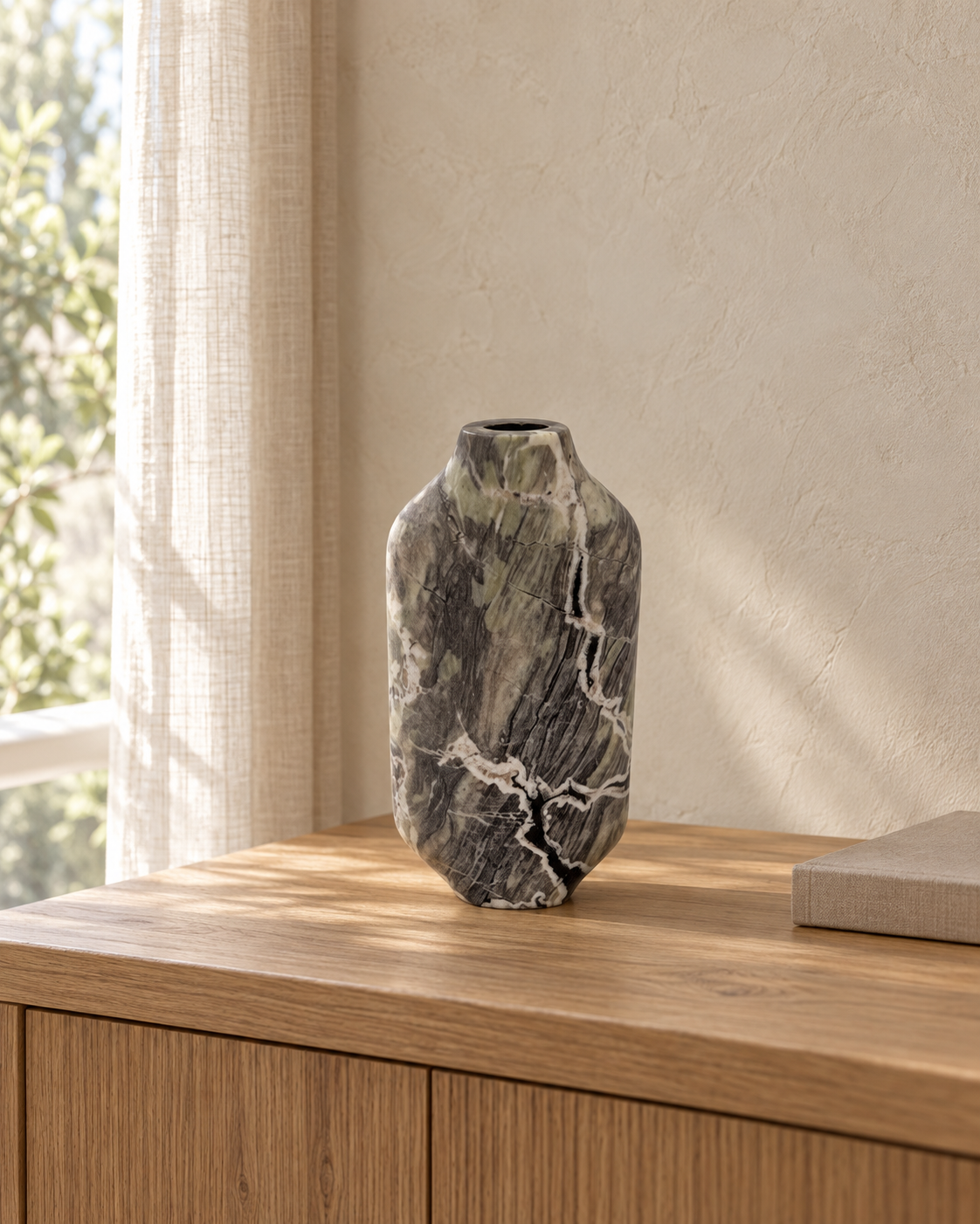 Aravalli Vase groß Marmor grau
