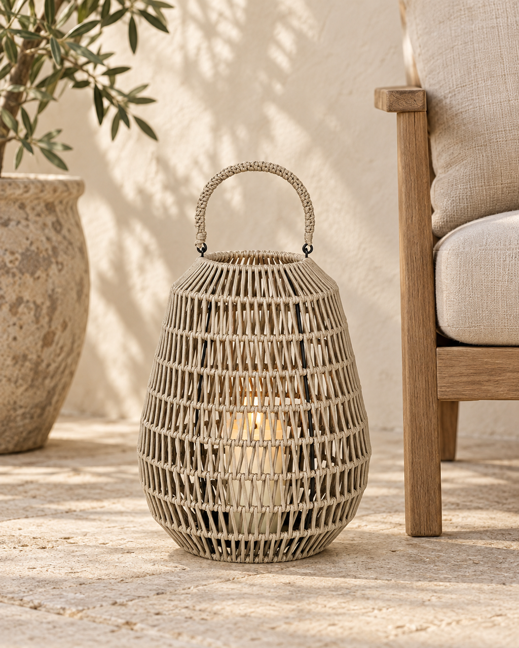 Cahaya Outdoor-Laterne klein Rope taupe