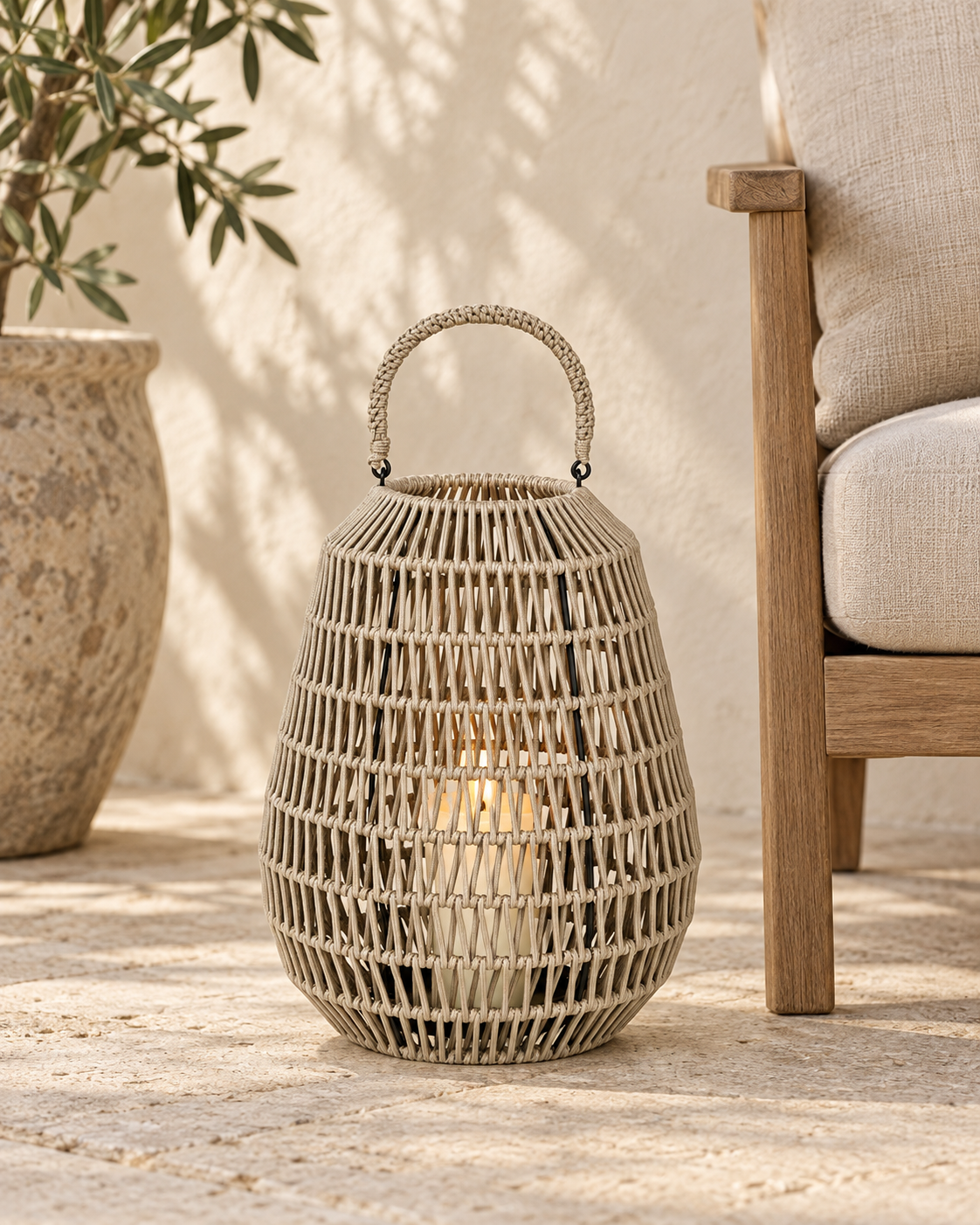 Cahaya Outdoor-Laterne klein Rope taupe