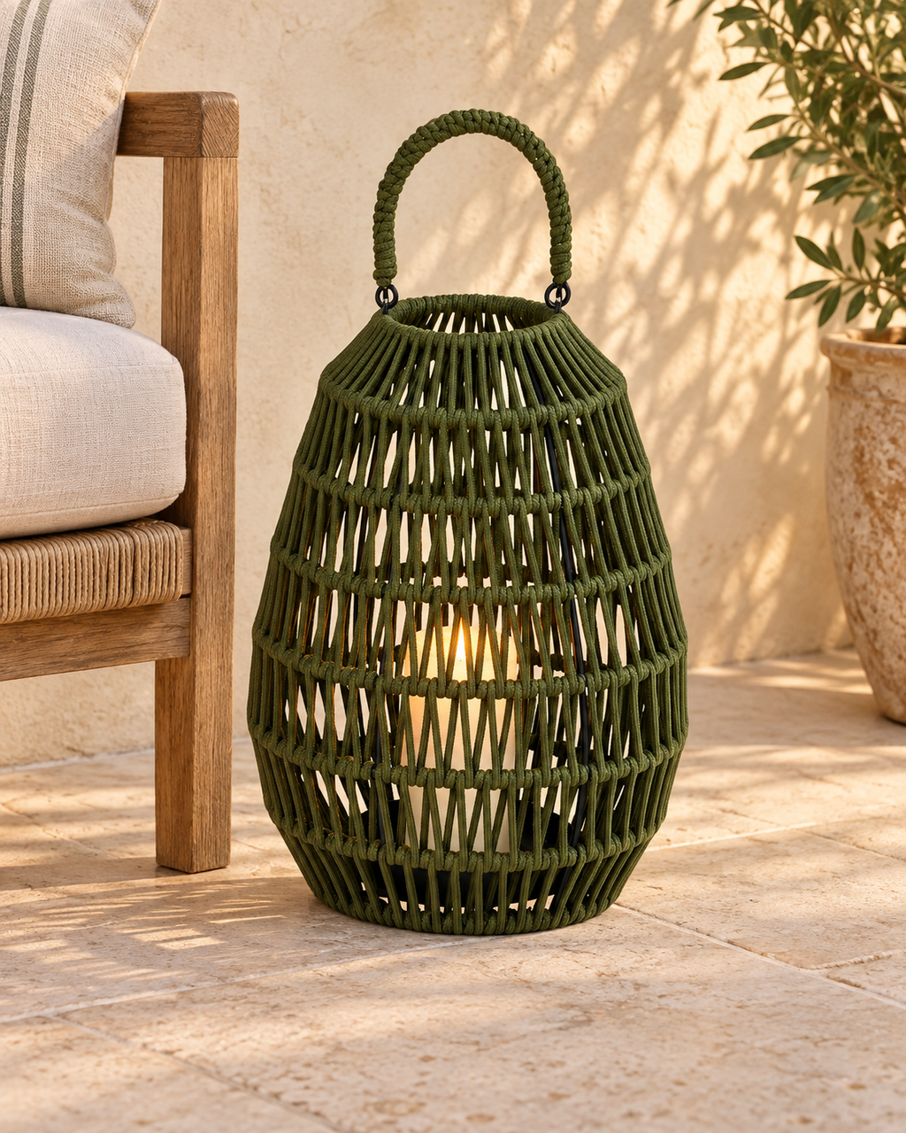 Cahaya Outdoor-Laterne klein Rope olive