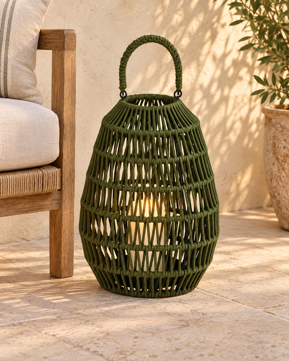 Cahaya Outdoor-Laterne klein Rope olive