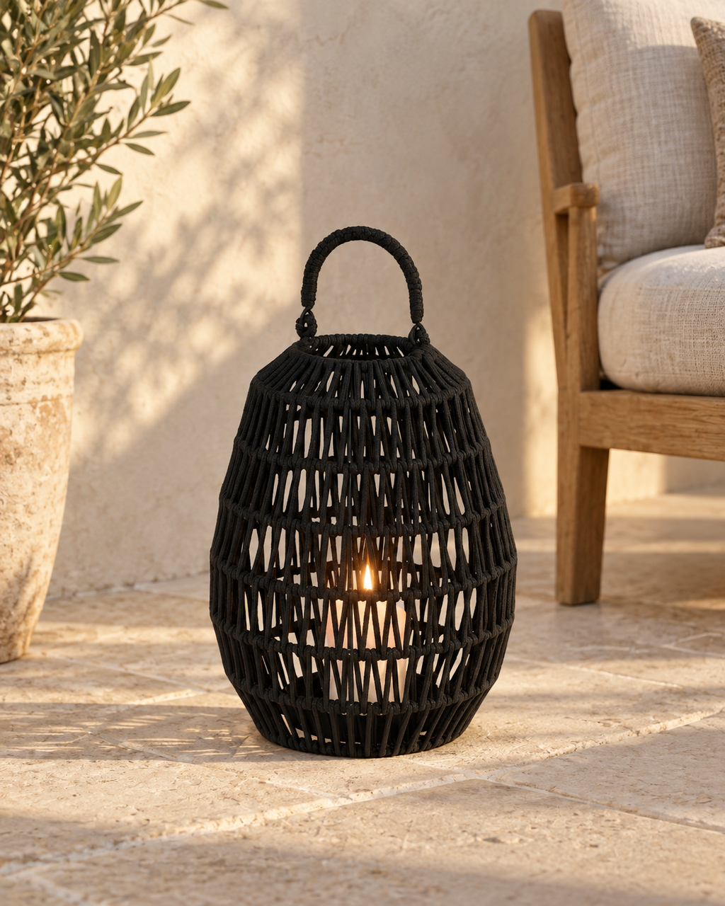 Cahaya Outdoor-Laterne klein Rope schwarz
