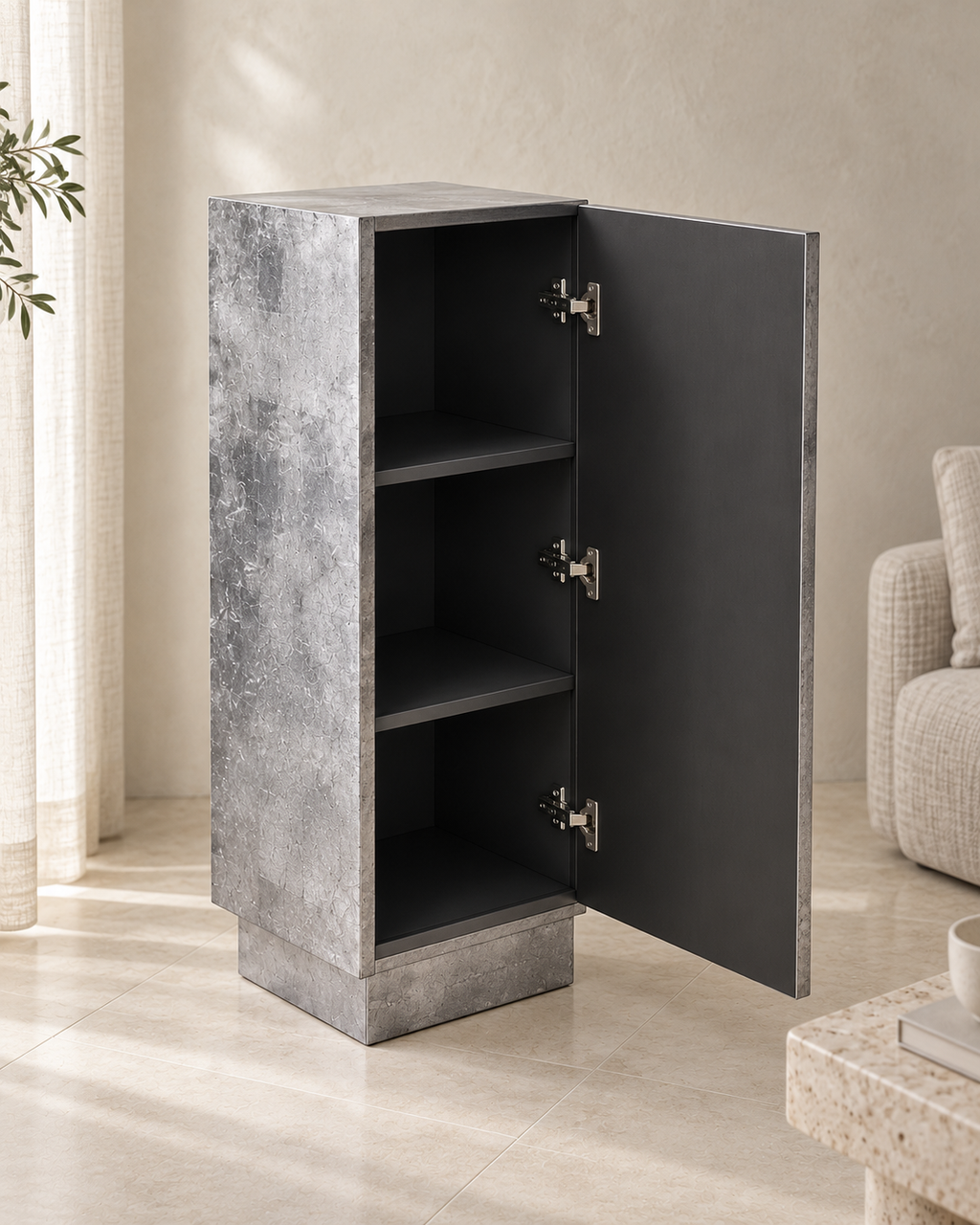 Cubo Säulenschrank silber